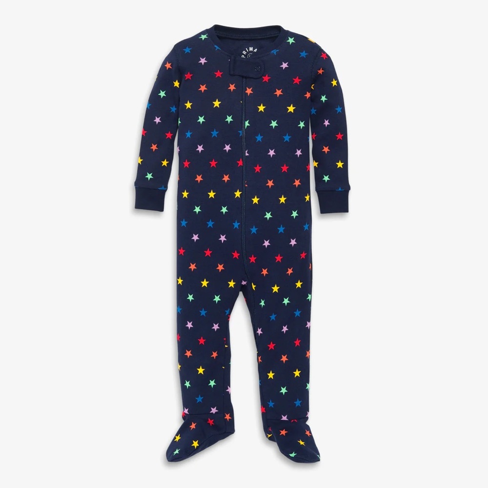 SOLD Primary Baby Rainbow Star Footed Zipper Pajamas 6-9M